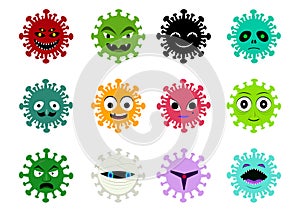 Set of Cancer and virus icon in vector cartoon art