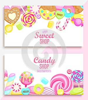 Set of candy and sweet shop banners