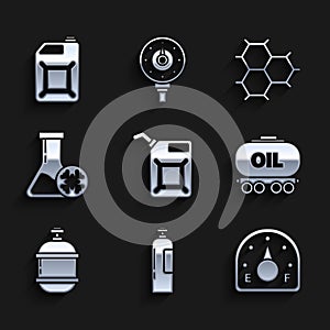 Set Canister for gasoline, Industrial cylinder tank, Motor gauge, Oil railway cistern, Propane, Antifreeze test tube