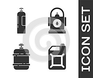 Set Canister for gasoline, Industrial gas cylinder tank, Propane gas tank and Petrol or Gas station icon