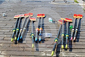 Set of canoe oars after training