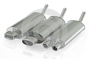 Set of Car Exhaust Pipes, 3D rendering