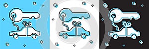 Set Car gift icon isolated on blue and white, black background. Car key prize. Vector