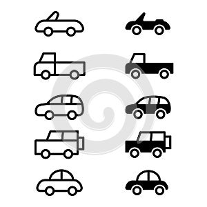 Set of Car icon flat vector illustration