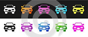 Set Car icon isolated on black and white background. Vector