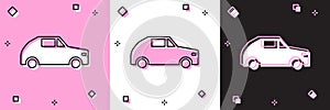 Set Car icon isolated on pink and white, black background. Vector