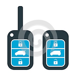 Set of Car key icon, door system safety automobile web design, unlock button vector illustration