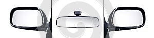 Set of car mirrors. on white background