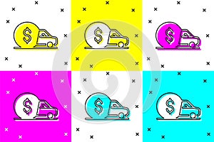 Set Car rental icon isolated on color background. Rent a car sign. Key with car. Concept for automobile repair service