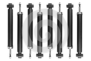 Set car shock absorber isolated on white background. New auto shock absorber from a car on a white background with clipping path.