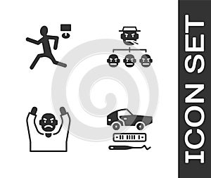 Set Car theft, Murder, Thief surrendering hands up and Mafia icon. Vector