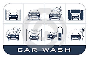 Set of car washing icons. photo