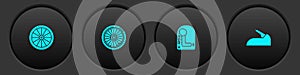 Set Car wheel, , Gear shifter and handbrake icon. Vector