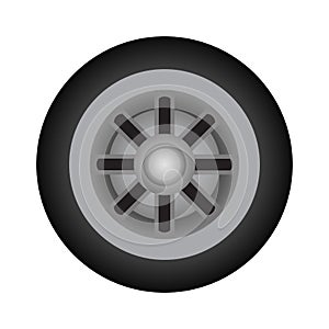 Set of car wheels. Automotive tires. Wheel disk icon isolated on white background. Automobile rims design