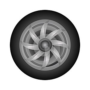 Set of car wheels. Automotive tires. Wheel disk icon isolated on white background. Automobile rims design