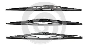 Set with car windshield wipers on white background