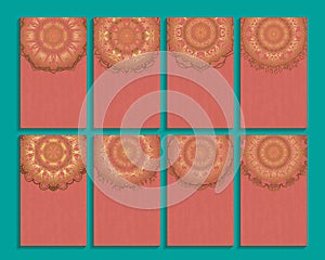 Set of card of invitation or business with mandala pattern