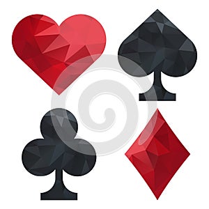 A set of card suits: spades, clubs, hearts, diamonds