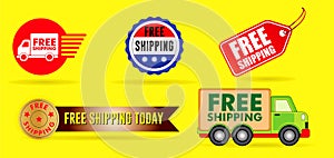 Set of cardboard box of free shipping or free delivery, in e-commerce shopping.