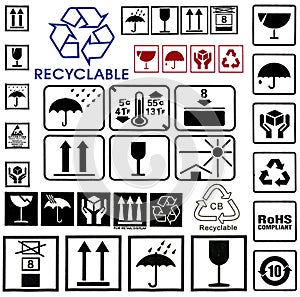 Set cardboard box symbols