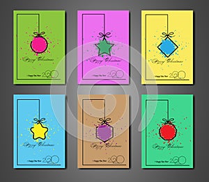 Set cards 2020 Happy New Year colorful splash texture, modern colored background, line elements for calendar and greetings card