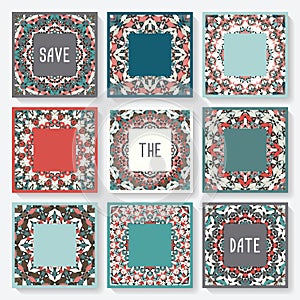 Set of cards with kaleidoscope pattern