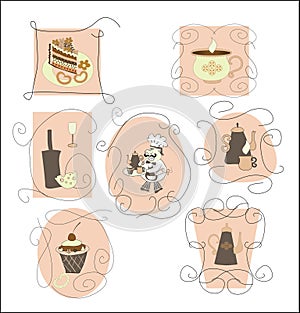 Set cards,labels for cafes, restaurants