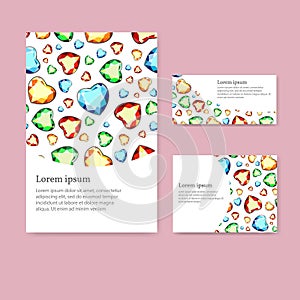 A set of cards with multi-colored diamonds