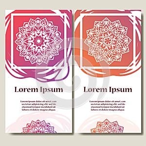 Set of cards. Ornate design can used for invitation, greeting or business card.