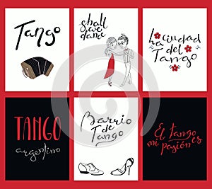 Set of cards with tango quotes