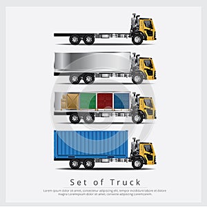 Set of Cargo Trucks Transportation with Container isolated