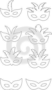 set of 8 carnival mask in bold black Strock