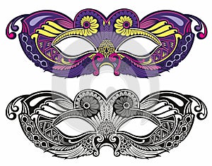 Set of carnival masks . Vector illustration