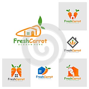 Set of Carrot House logo design vector, Creative Carrot logo design Template Illustration