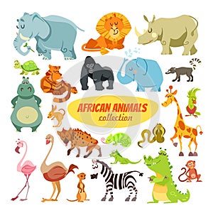 Set of cartoon african animals