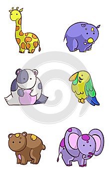 Set of cartoon animals