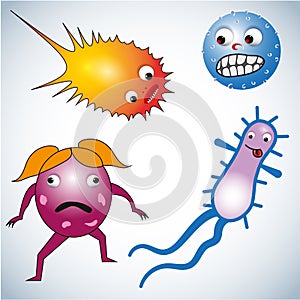 Set of Cartoon bacteria