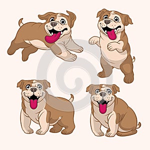 Set Cartoon of Bulldog in Various Pose