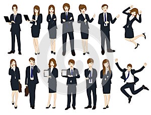 Set Cartoon Business People isolated on White Background No.1. Vector Illustration
