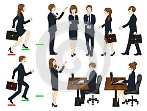 Set Cartoon Business People isolated on White Background No.3. Vector Illustration