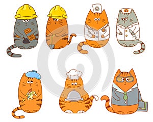 Set of cartoon cat characters.