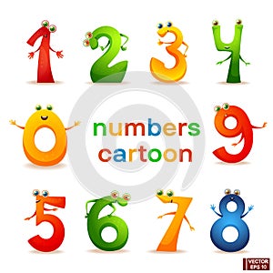 Set of cartoon characters numbers