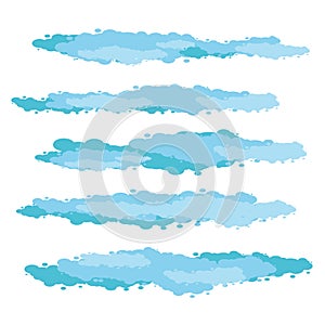Set of cartoon clouds on a blue background