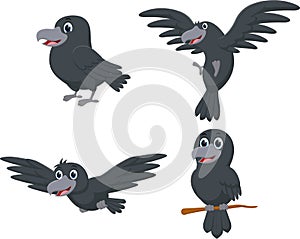 set of Cartoon crow isolated on white background