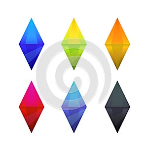 Set of cartoon different color crystals