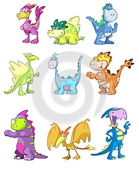 Set of cartoon dinosaurs