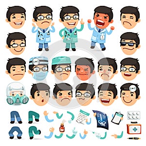 Set of Cartoon Doctor Character for Your Design or