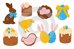 set of cartoon Easter icons
