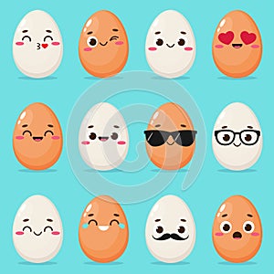 Set of cartoon egg emoji