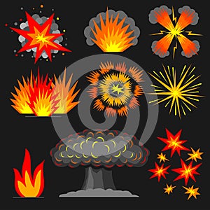 Set cartoon explosions.